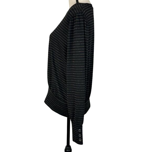 APT 9 X-Large Sweater Striped Round Neck Long Balloon Sleeves Stretch Gold Black - Picture 6 of 9